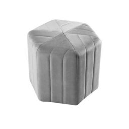Living And Home Grey Flat Bottom Hexagonal Shape Velvet Footstool W 400 X D 350 X H 320 mm - thumbnail 3