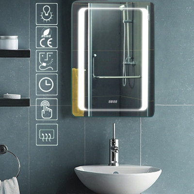 Living And Home Led Wall Bathroom Mirror Cabinet Lighting Adjustable Shelves Storage Cupboard With Shaver Socket - image 1