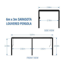 Backyard Discovery Sarasota Louvered Steel Outdoor Patio Pergola With Powerport 6M X 3M (20Ft X 10Ft) - thumbnail 3