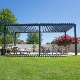 Backyard Discovery Sarasota Louvered Steel Outdoor Patio Pergola With Powerport 6M X 3M (20Ft X 10Ft)