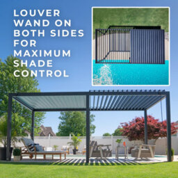 Backyard Discovery Sarasota Louvered Steel Outdoor Patio Pergola With Powerport 6M X 3M (20Ft X 10Ft) - thumbnail 4