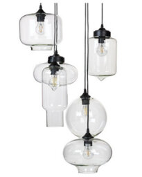Wyld And Coco Brightnest 6-Light Pendant Lamp - Transparent Glass Shades, Black Iron Finish - thumbnail 3