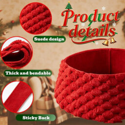 Amorly Red Faux Fur Christmas Tree Collar, Soft Plush Small Ring For Artificial Trees, Boho Style Holiday Home Christmas Decor - thumbnail 4
