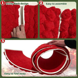 Amorly Red Faux Fur Christmas Tree Collar, Soft Plush Small Ring For Artificial Trees, Boho Style Holiday Home Christmas Decor - thumbnail 6