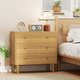 Homcom Chest Of Drawers, 3 Drawer Dresser Steel Legs And Wooden Top, Oak