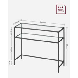 Console Table Tempered Glass Table Modern Sofa Or Entryway Table Black - thumbnail 2
