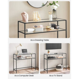 Console Table Tempered Glass Table Modern Sofa Or Entryway Table Black - thumbnail 4