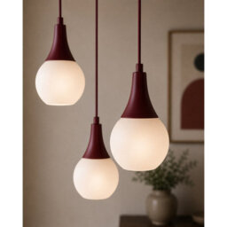 Luminosa Lighting Luminosa Lacrima Cluster Pendant Ceiling Light Burgundy White Glass Shade 3X E27 - thumbnail 3