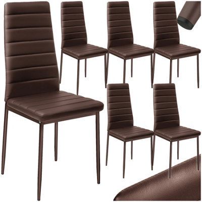 Tectake Set Of 6 Dining Chairs - High Backrest, Padded, Synthetic Leather   - Cappuccino - image 1