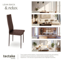 Tectake Set Of 6 Dining Chairs - High Backrest, Padded, Synthetic Leather   - Cappuccino - thumbnail 7