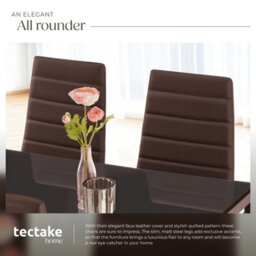 Tectake Set Of 6 Dining Chairs - High Backrest, Padded, Synthetic Leather   - Cappuccino - thumbnail 5