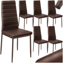 Tectake Set Of 6 Dining Chairs - High Backrest, Padded, Synthetic Leather   - Cappuccino - thumbnail 1