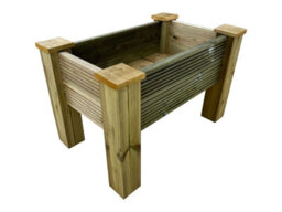 Arbor Garden Solutions Gardenglow Wooden Planter, 2-Tier Grooved Surface (L-75Cm X D-60Cm X H-50Cm)