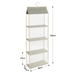 Living And Home 4 Tiers Beige Hanging Handbag Purse Storage Closet Organizer 120Cm (H) - thumbnail 5