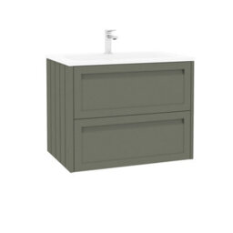 Royal Bathrooms Elmore 700mm Traditional Wall Hung 2 Drawer Cabinet Bathroom Vanity Unit With Matt Stone Basin Sink - Matt Green - thumbnail 6