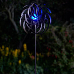 Spiro Garden Wind Spinner With Solar Powered Crackle Globe - Outdoor Garden Decoration With Multicoloured Led Light - H130Cm - thumbnail 2