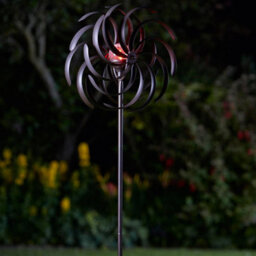 Spiro Garden Wind Spinner With Solar Powered Crackle Globe - Outdoor Garden Decoration With Multicoloured Led Light - H130Cm - thumbnail 4