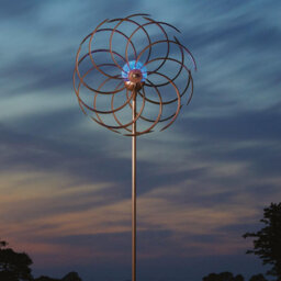 Spiro Garden Wind Spinner With Solar Powered Crackle Globe - Outdoor Garden Decoration With Multicoloured Led Light - H130Cm - thumbnail 5