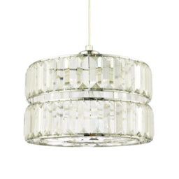 Happy Homewares Designer Double Tier Easy Fit Pendant Shade With Rows Of Clear Acrylic Prisms - thumbnail 2