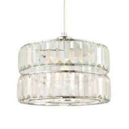 Happy Homewares Designer Double Tier Easy Fit Pendant Shade With Rows Of Clear Acrylic Prisms - thumbnail 1