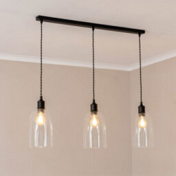 Valuelights Kira Glass Dome 3 Drop Bar Matte Black Diner Ceiling Pendant Light With Bulbs - thumbnail 1
