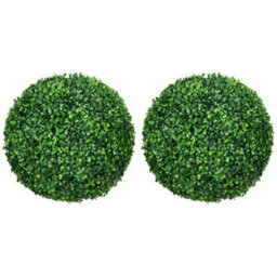 Homcom Set Of 2 Artificial Topiary Balls Indoor Outdoor Faux Boxwood Balls - thumbnail 2