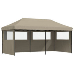 Walplus Foldable Party Tent Garden Gazebo Canopy Pop-Up With 3 Sidewalls Taupe - thumbnail 2