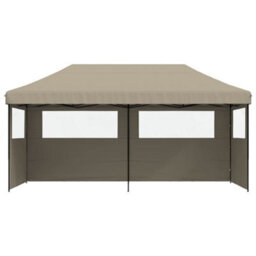 Walplus Foldable Party Tent Garden Gazebo Canopy Pop-Up With 3 Sidewalls Taupe - thumbnail 3