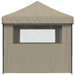 Walplus Foldable Party Tent Garden Gazebo Canopy Pop-Up With 3 Sidewalls Taupe - thumbnail 4