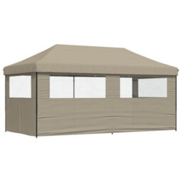 Walplus Foldable Party Tent Garden Gazebo Canopy Pop-Up With 3 Sidewalls Taupe - thumbnail 5