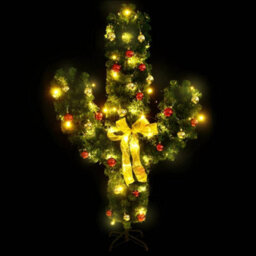 Berkfield Christmas Cactus With Stand And Led Green 210 Cm Pvc - thumbnail 3