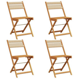 Berkfield Folding Garden Chairs 4 Pcs Beige Solid Wood Acacia - thumbnail 2
