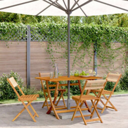 Berkfield Folding Garden Chairs 4 Pcs Beige Solid Wood Acacia
