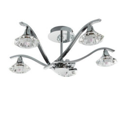 Luminosa Lighting Luminosa Langella 5 Light Semi Flush Multi Arm Ceiling Light Chrome, Clear Crystal, G9 - thumbnail 6