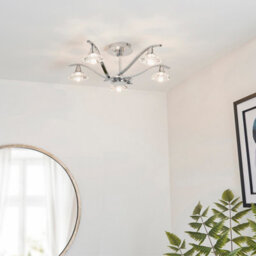 Luminosa Lighting Luminosa Langella 5 Light Semi Flush Multi Arm Ceiling Light Chrome, Clear Crystal, G9 - thumbnail 3