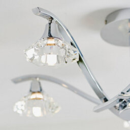 Luminosa Lighting Luminosa Langella 5 Light Semi Flush Multi Arm Ceiling Light Chrome, Clear Crystal, G9 - thumbnail 5