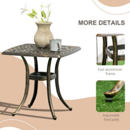 Outsunny 54 X 54Cm Aluminium Outdoor Garden Side Table W/ Umbrella Hole, Bronze - thumbnail 6