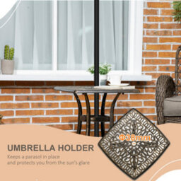 Outsunny 54 X 54Cm Aluminium Outdoor Garden Side Table W/ Umbrella Hole, Bronze - thumbnail 5