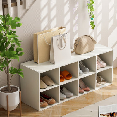 Costway 8-Cube Shoe Bench Entryway Shoe Rack Cabinet 8 Cubbies Storage Shelf - image 1