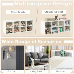 Costway 8-Cube Shoe Bench Entryway Shoe Rack Cabinet 8 Cubbies Storage Shelf - thumbnail 5