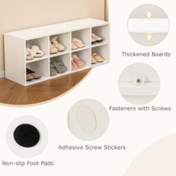 Costway 8-Cube Shoe Bench Entryway Shoe Rack Cabinet 8 Cubbies Storage Shelf - thumbnail 6