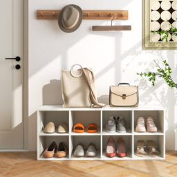 Costway 8-Cube Shoe Bench Entryway Shoe Rack Cabinet 8 Cubbies Storage Shelf - thumbnail 7