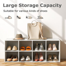 Costway 8-Cube Shoe Bench Entryway Shoe Rack Cabinet 8 Cubbies Storage Shelf - thumbnail 3
