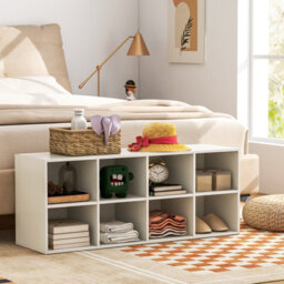 Costway 8-Cube Shoe Bench Entryway Shoe Rack Cabinet 8 Cubbies Storage Shelf - thumbnail 9