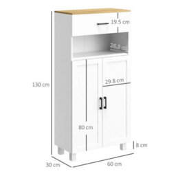Kitchen Cupboard Storage Cabinet With Drawer, Countertop, White - thumbnail 3