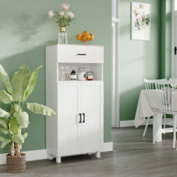 Kitchen Cupboard Storage Cabinet With Drawer, Countertop, White - thumbnail 2