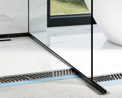 Ilcom Shower Profile Glass Fixing Lpsp In Gloss Black Stainless Steel - image 1