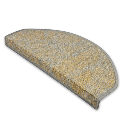 Floordirekt York Self Adhesive Edged Soft High Pile Stair Tread Mat For Indoor Stairs Semicircular Yellow 23.5 X 65 Cm - image 1