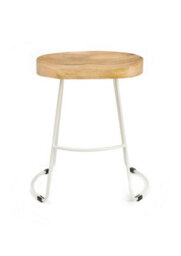 Elm Home And Garden Solid Hard Wood White Metal Breakfast Bar Kitchen Pub Café Stool Wooden H 55 X W 52 X D 36 Cm - thumbnail 3