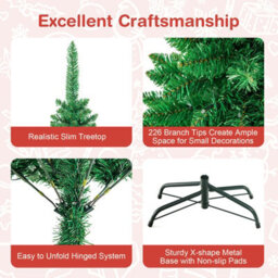 Costway 4.5 Ft Artificial Pencil Christmas Tree Led Pre-Lit Xmas Tree Holiday Decoration - thumbnail 6